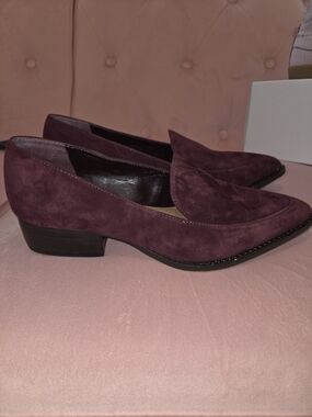 Vince Camuto Suede Pointed-Toe Loafers in Plum